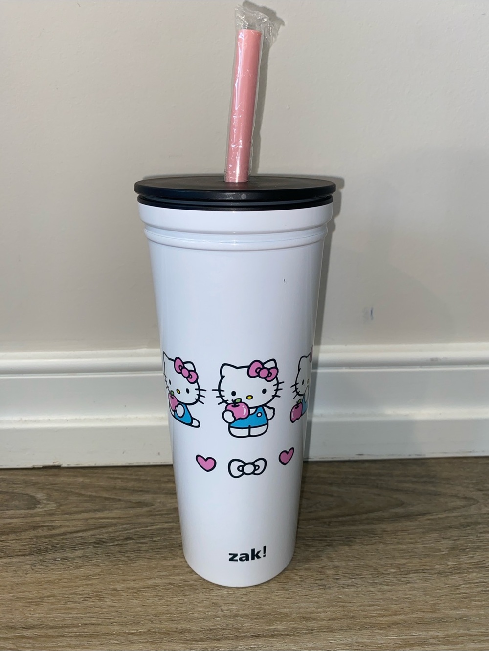 Hello Kitty Pink & White Tumbler with Straw